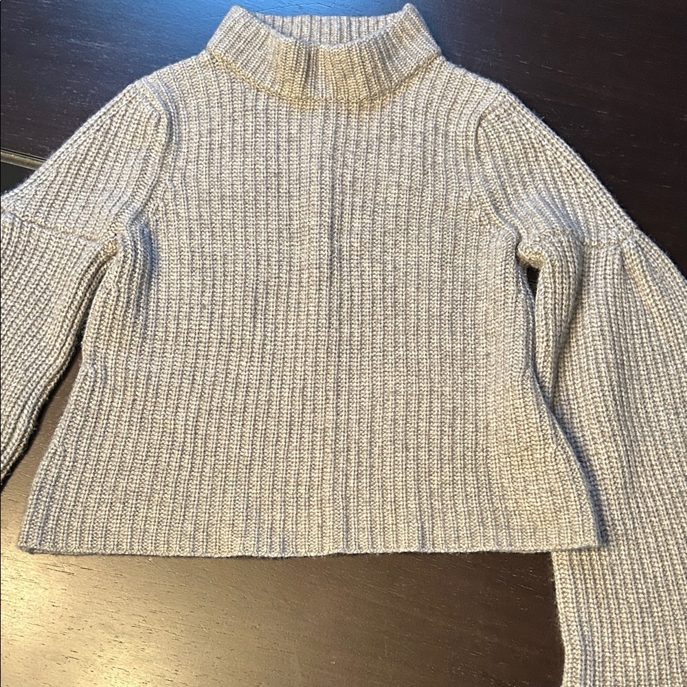 Autumn Cashmere Light Gray Ribbed Turtleneck Sweater